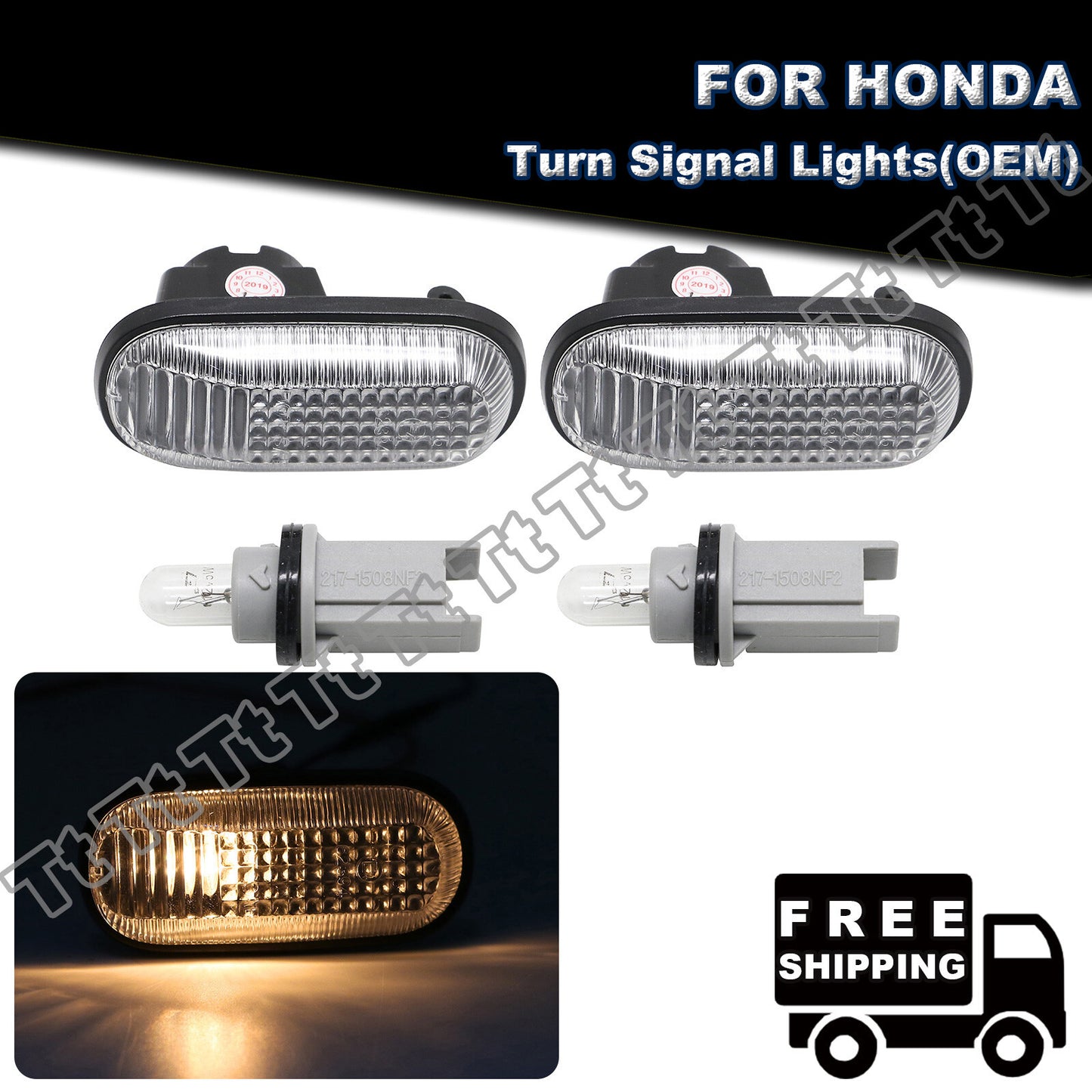2-Piece Side Marker Light Clear Lens for Honda S2000 Accord for Civic Prelude CRX