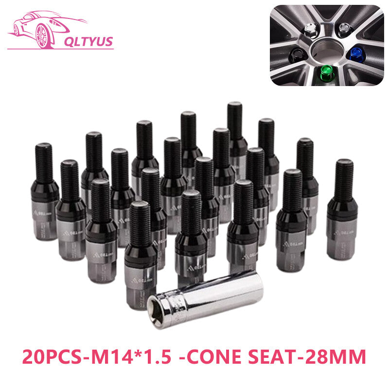 20PC 28mm M14x1.5 Wheel Lug Bolts Cone for Seat Studs Set for Most Aftermarket