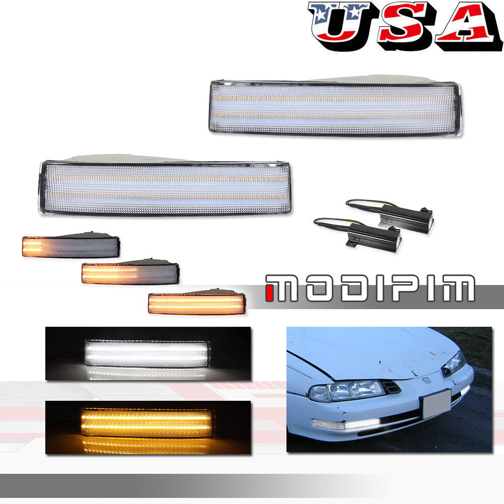 2-Piece Transparent Switch LED Signal Light Set (Left + Right) for Honda Prelude 1992-1996