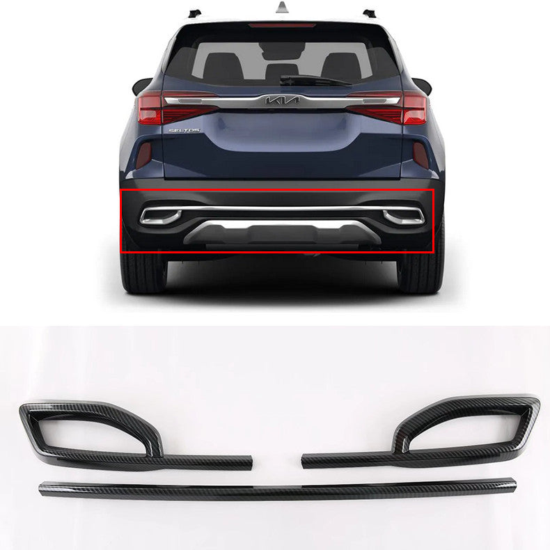 for Kia Seltos 2020-2023 Carbon Fiber Rear Bumper Cover protector Trim-Moulding
