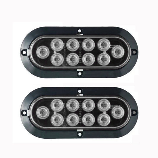 2 White 6-inch oval LED taillights surface-mounted truck trailer spare reverse AT