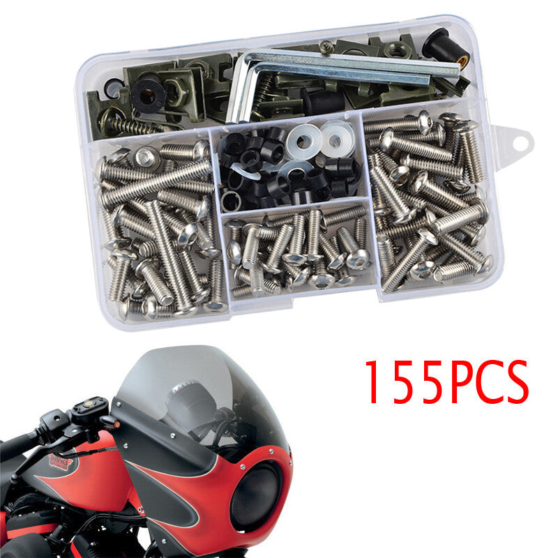 1 set of stainless steel motorcycle body bolts and screws with pointed speed fasteners,