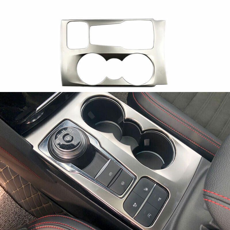 1X Silver Steel Central Console Gear Shift Panel Trim for Ford Escape Kuga 20-22