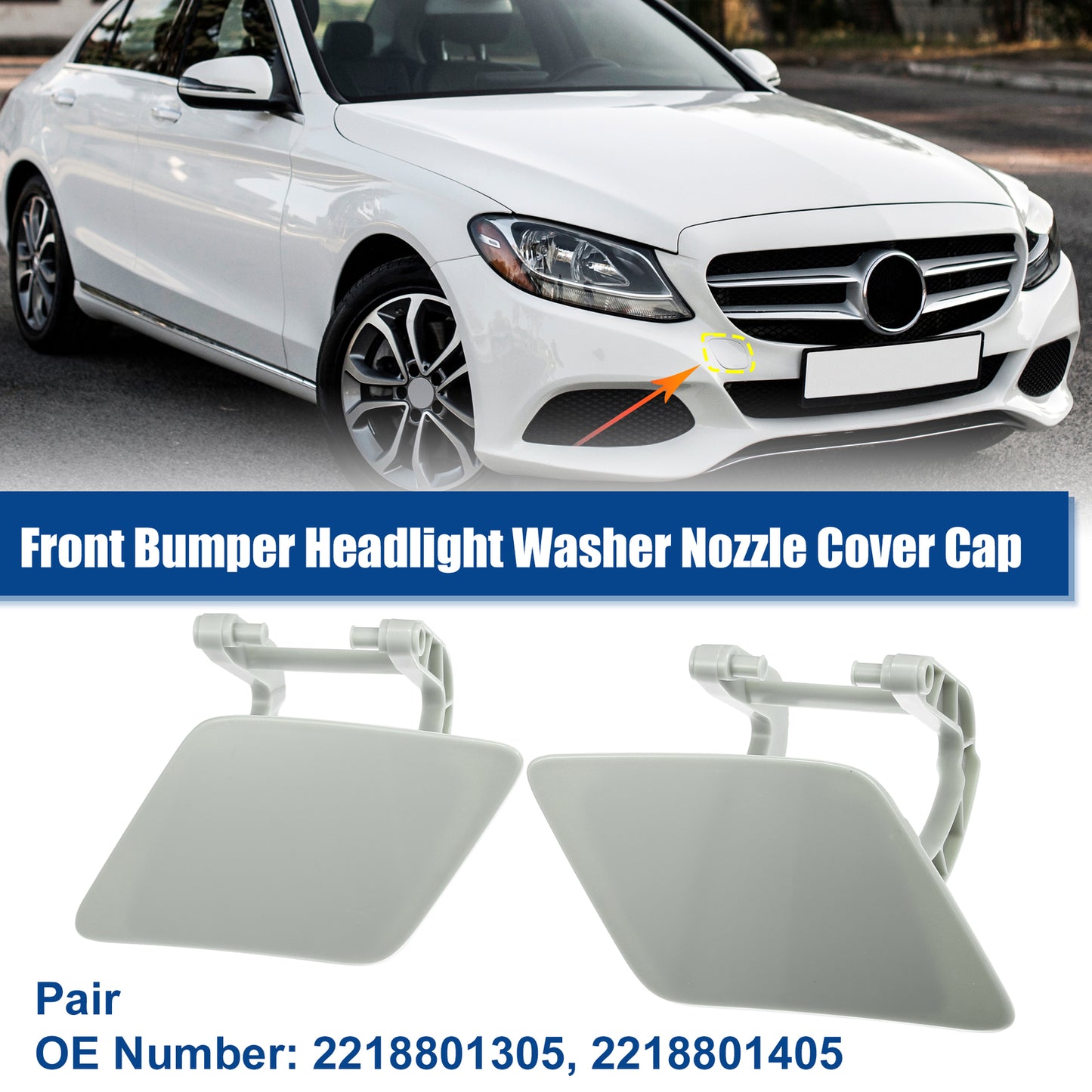 1 Pair Headlight Washer Nozzle Cap for Mercedes-Benz S W221 2010-2013 2218801305
