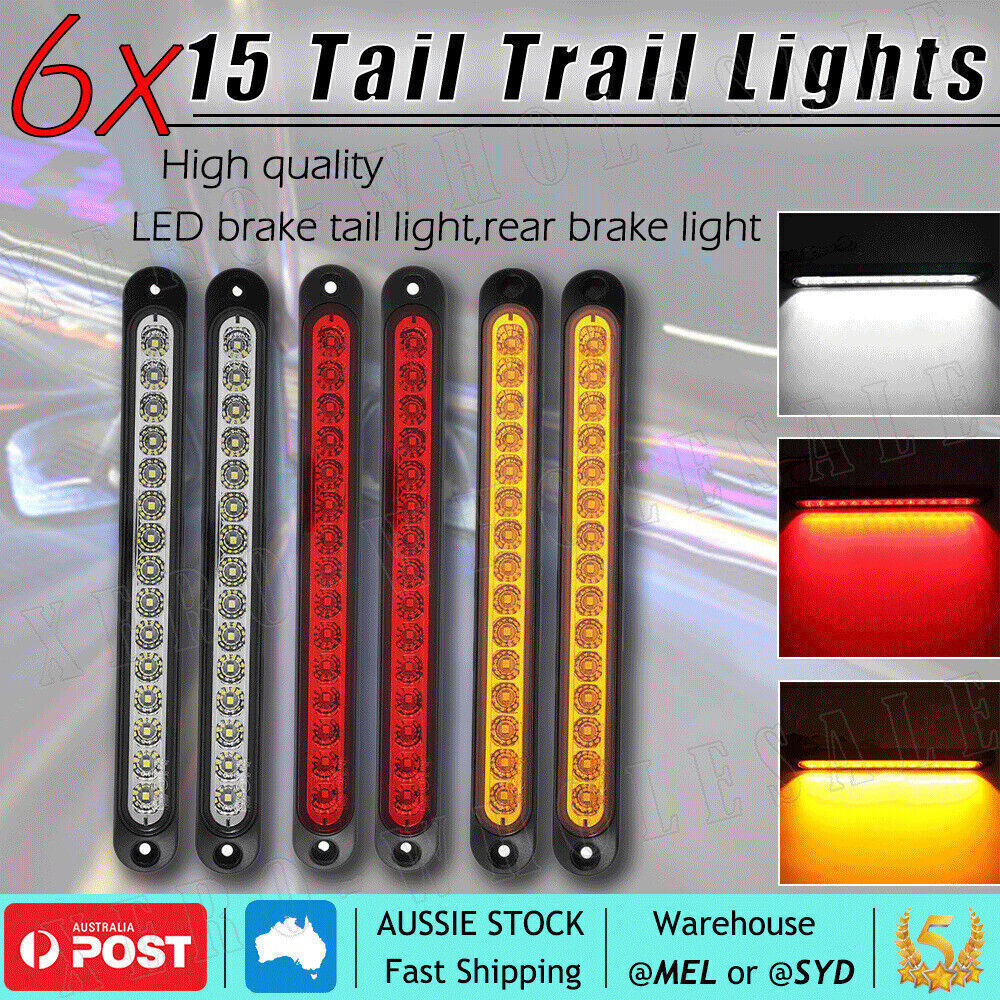 2-8x 15LED Tail Lights UTE STOP Brake Indicator Reverse Slim Truck Trailer Light