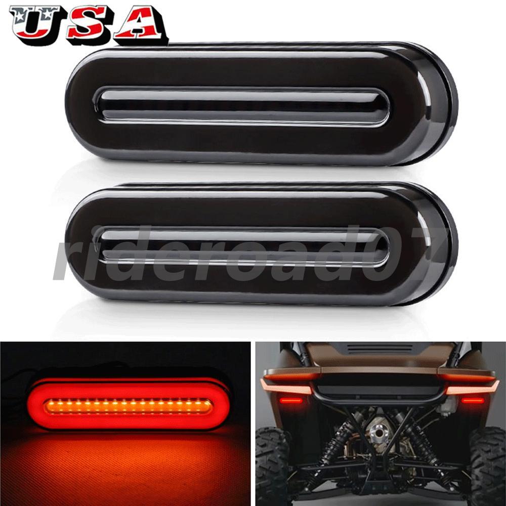 2X 5in Oval LED Stop Turn Tail Brake Lights Flowing DRL Red Amber Truck Trailer