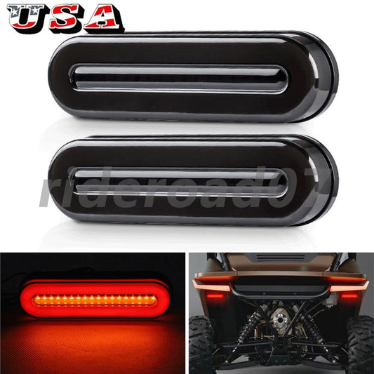 2X 5in Oval LED Stop Turn Tail Brake Lights Flowing DRL Red Amber Truck Trailer