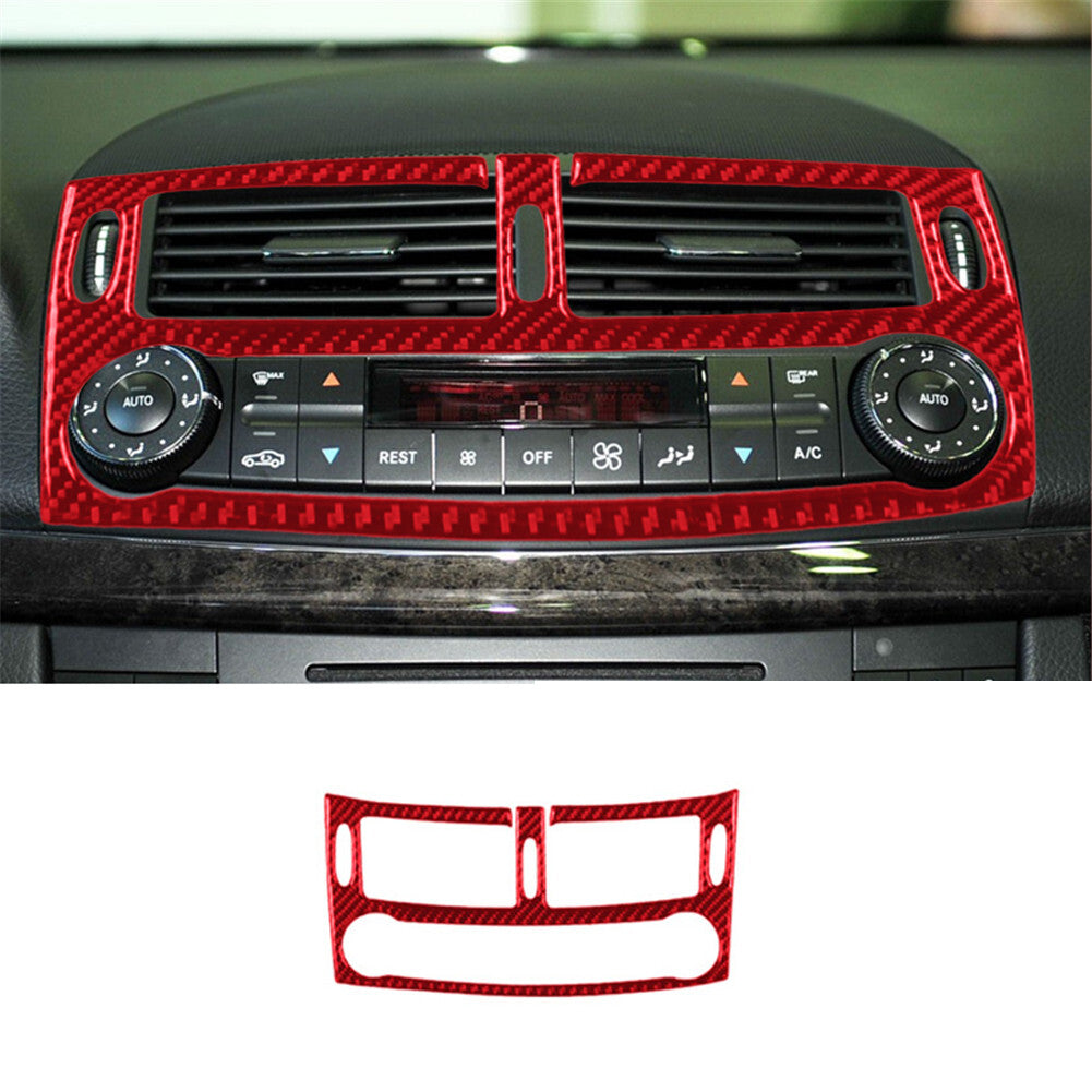 Red Carbon Fiber Center Air Vent Cover Trim for Mercedes-Benz W211 2003-2009