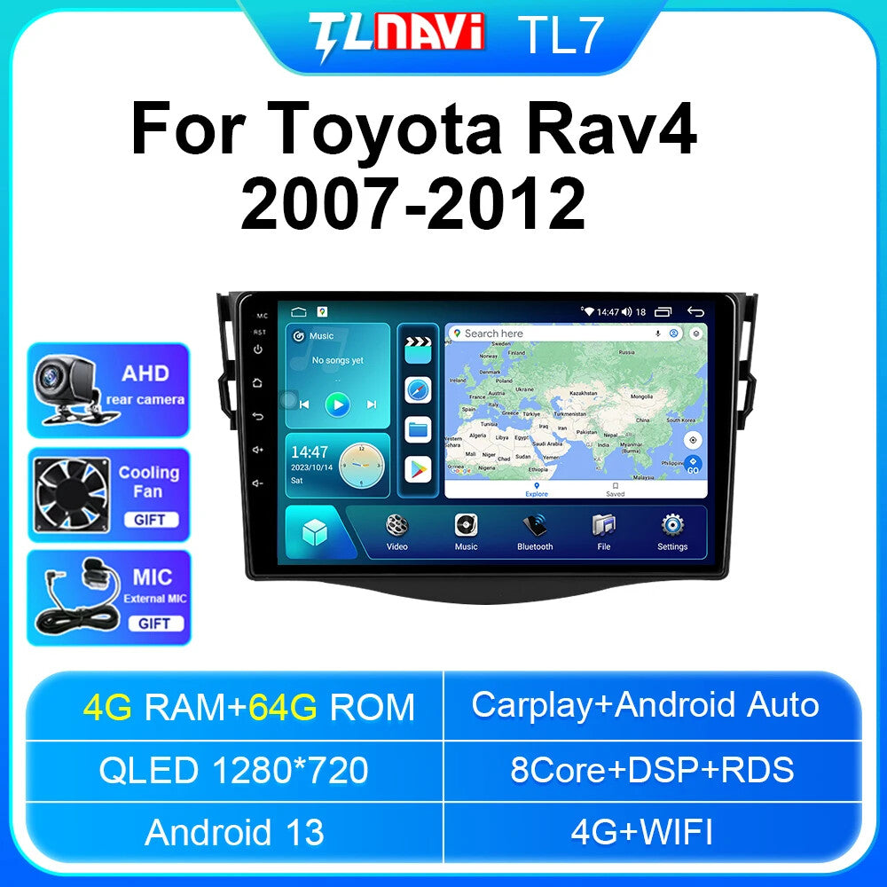 for Toyota RAV 4 2007-2012 Android Car Radio CarPlay GPS Stereo Player Screen