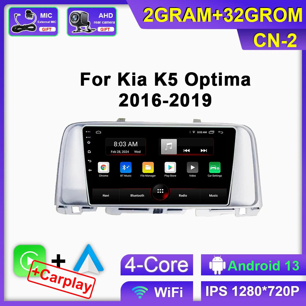 Android Auto CarPlay Car Radio for Kia for K5 / for Kia Optima 2016-2019 GPS Video Player