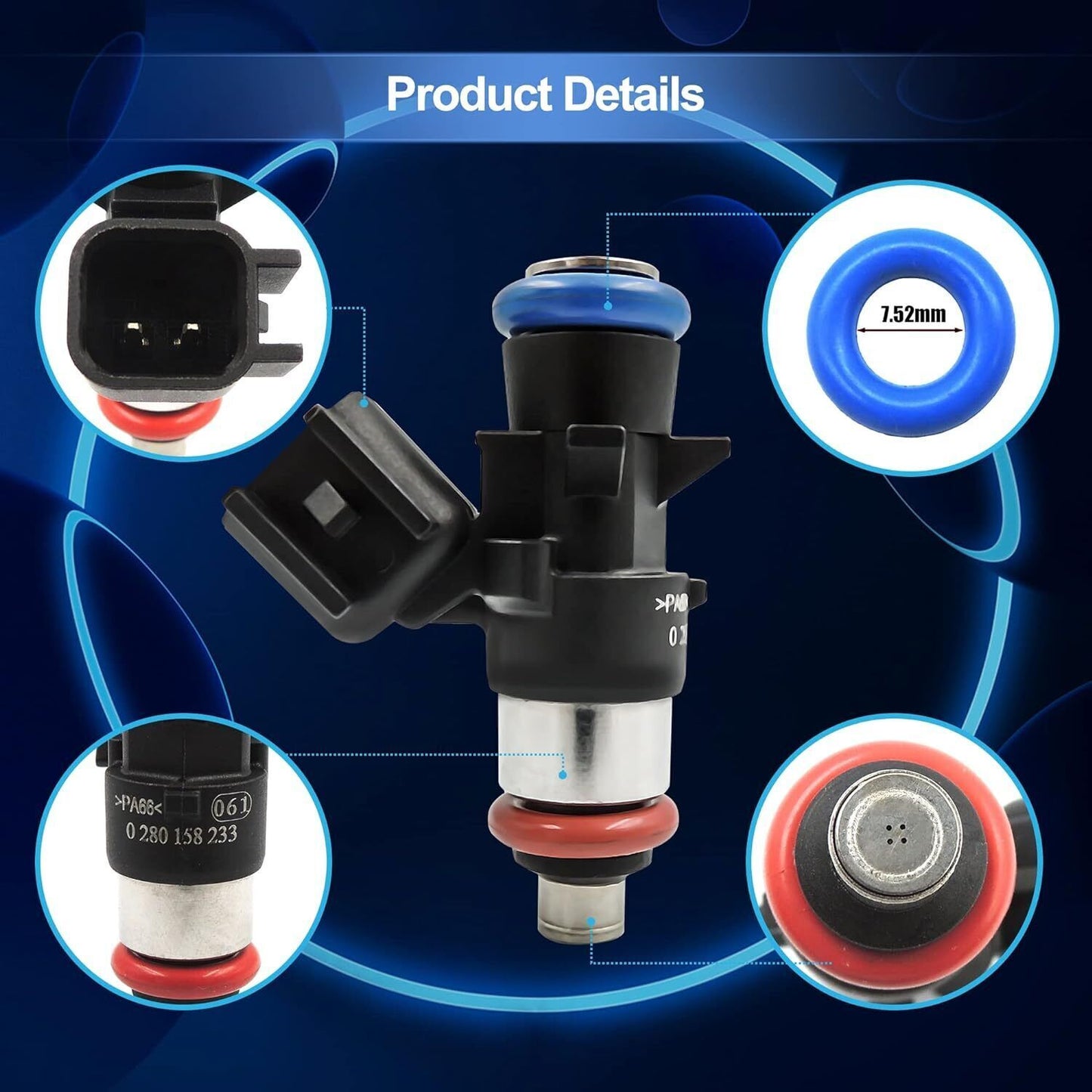 6X Fuel Injector for Chrysler for Dodge for Ram for Jeep 2011-2017 3.6L 5184085AC/0280158233