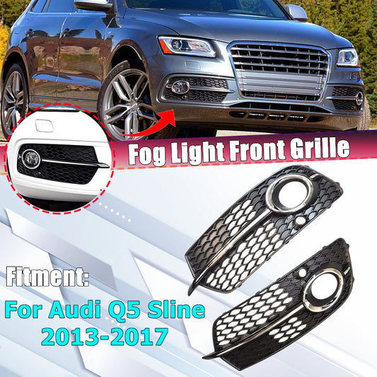 Two front bumper grille fog light cover trims for 2013-2017 for Audi Q5 Sport S Series.