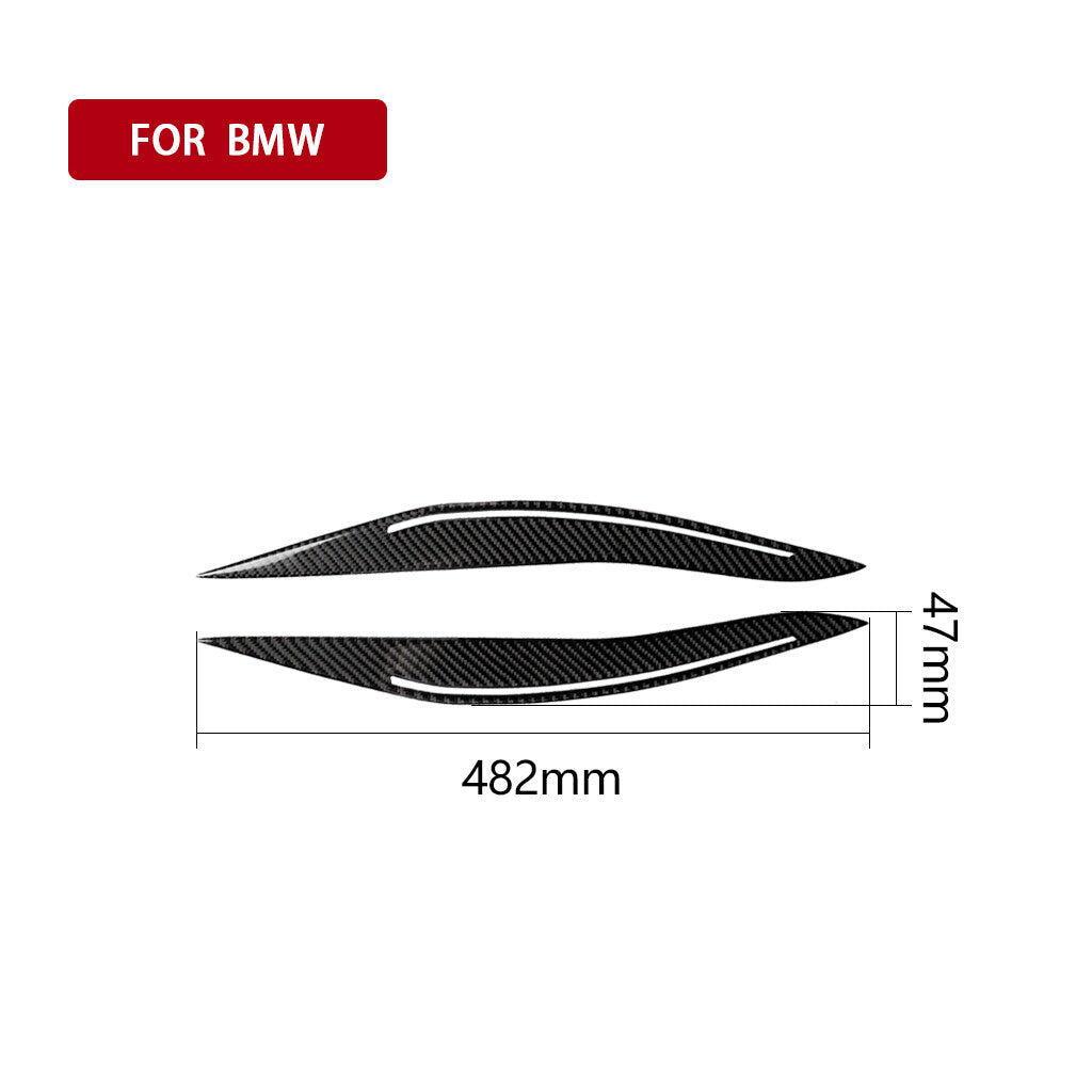 Carbon Fiber Headlight Eyebrow Cover Trim Sticker for BMW 5 Series F10 2014-2016
