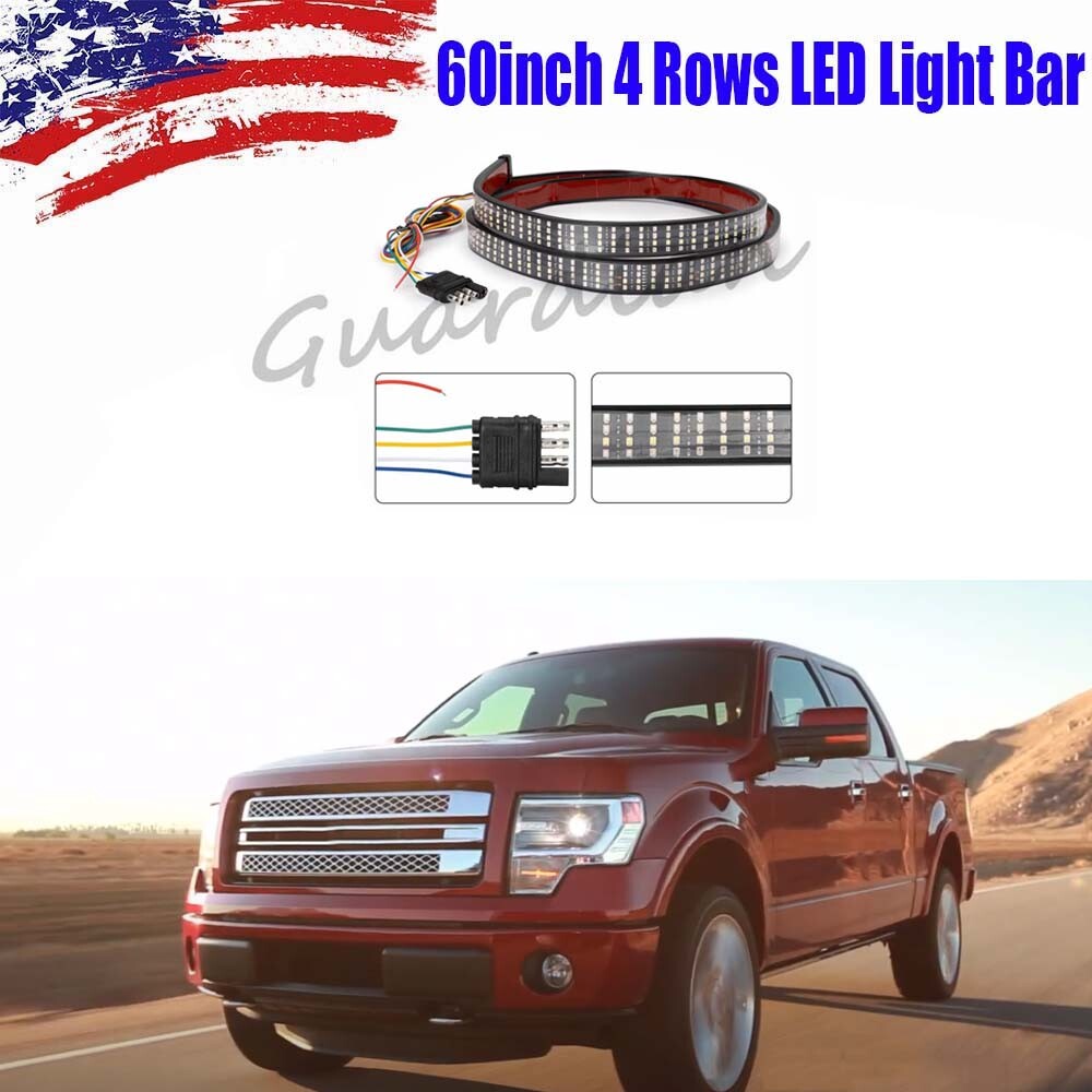 1x 60inch 4 Rows LED Strip Tailgate Light Bar Reverse Brake Tail Signal Lamp