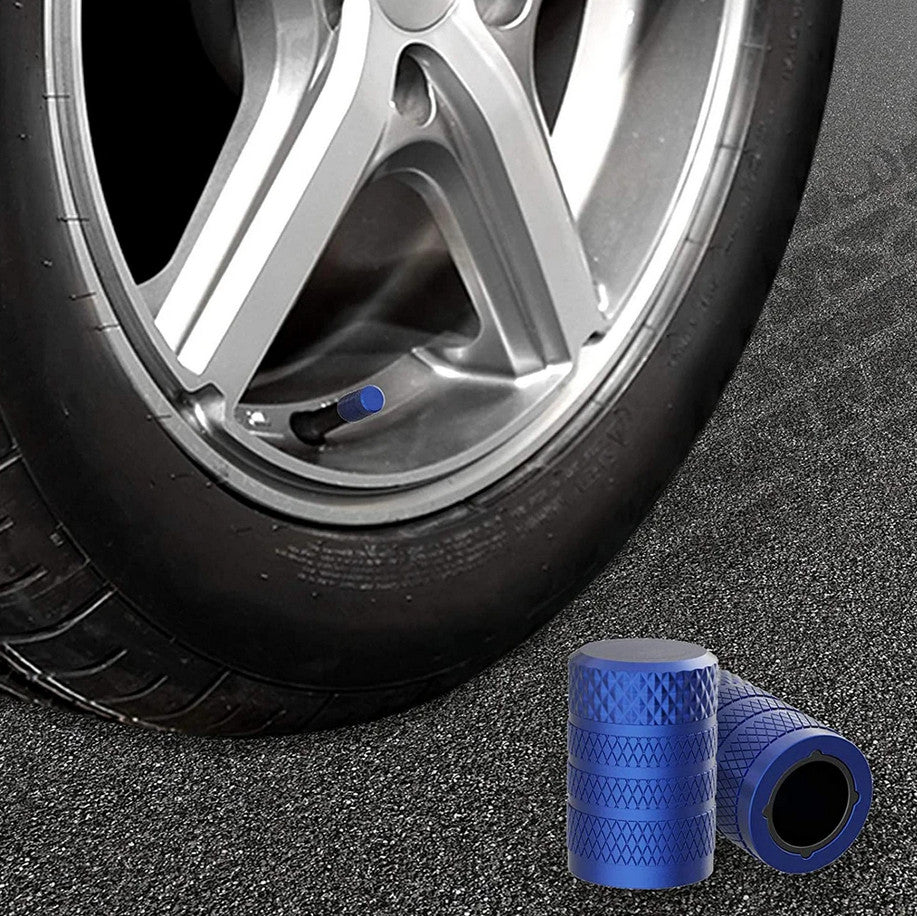 4-piece automotive tire valve cover rod air dust cover blue universal for BMW