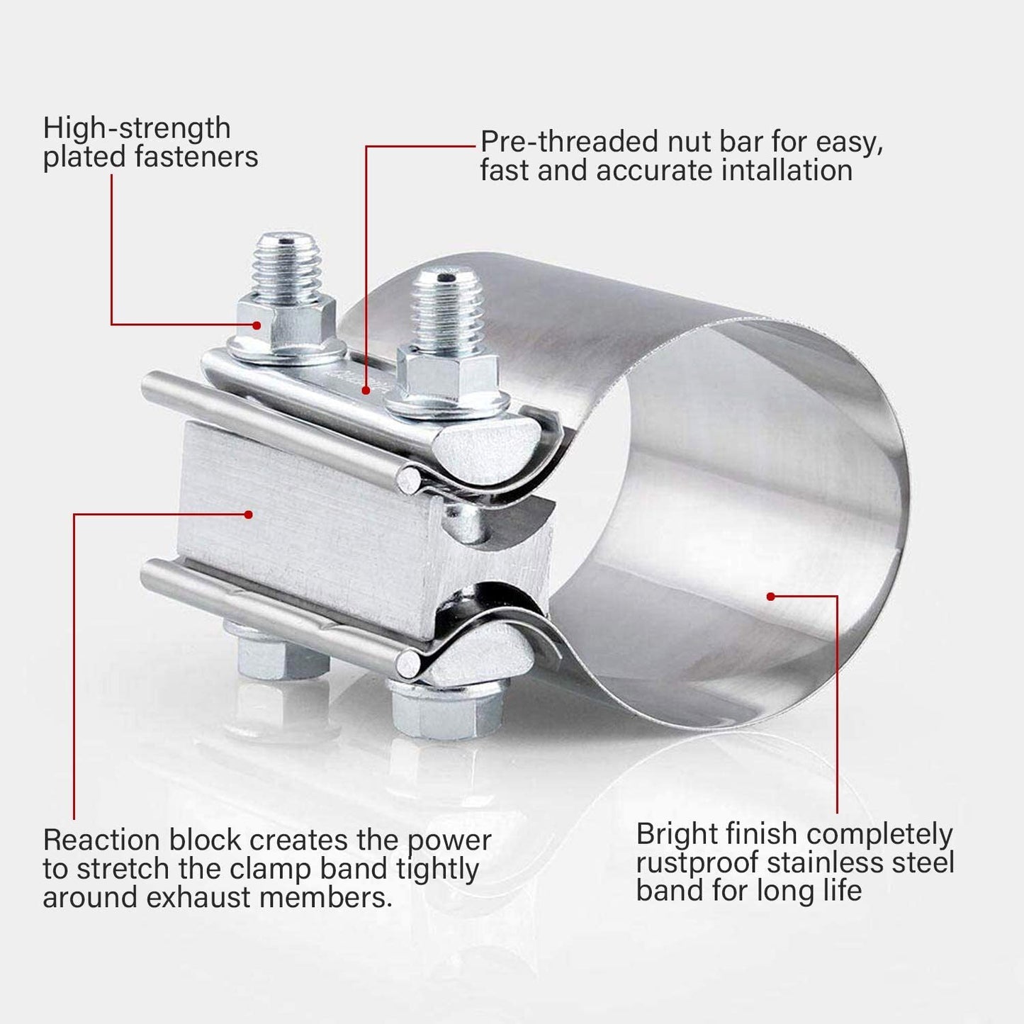 Exhaust clip 3-inch diameter Butt combined with clip exhaust coupler to prevent leakage 2 pieces
