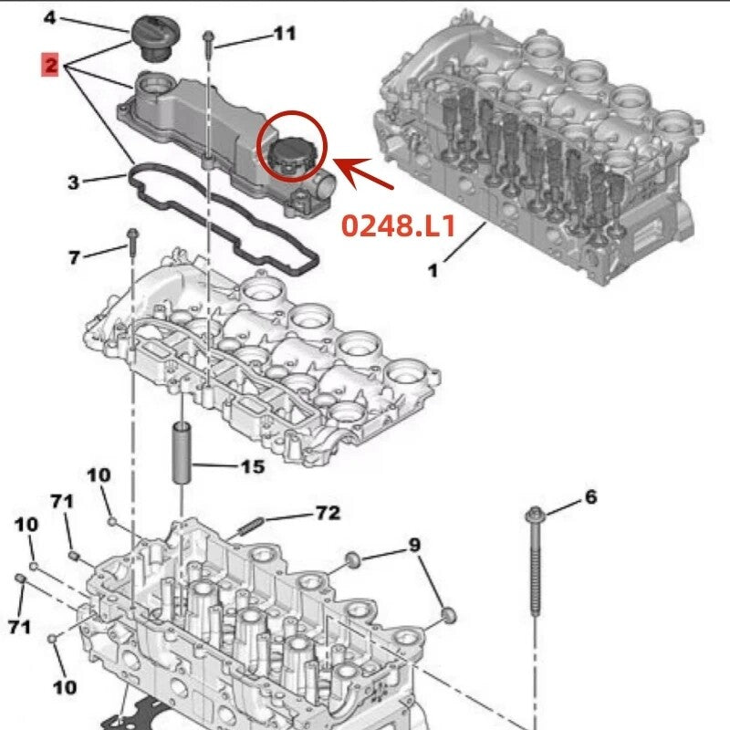 0248L1 for Peugeot for Citroen for Volvo for Ford for MAZDA Valve cover exhaust valve diaphragm