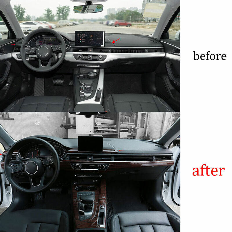 for Audi A4 A5 17-24 Red Wood Grain Central Console Instrument Strip Cover Trim
