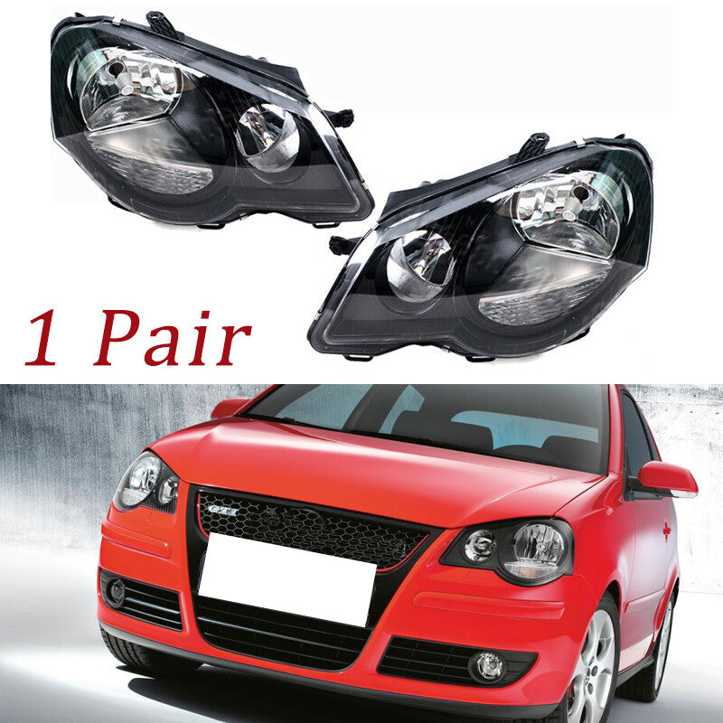 Front Bumper Fog Light Black Headlight Assembly for VW POLO 9N3 2006-2010