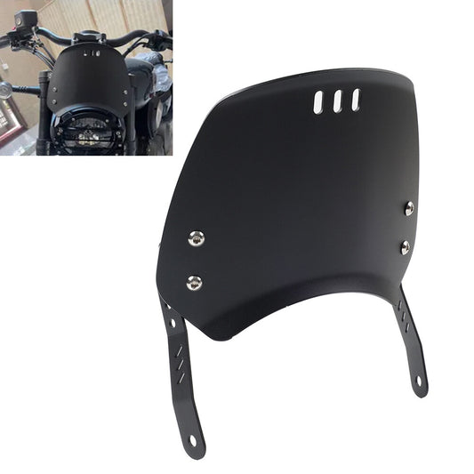 Universal Motorcycle Windshield Windscreen W/Bracket For 6-8'' Round Headlight