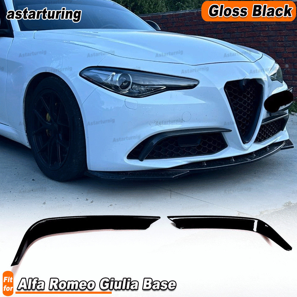 Gloss Black Front Fog Light Fins Cover Fit for Alfa Romeo Giulia Base 2015-2020