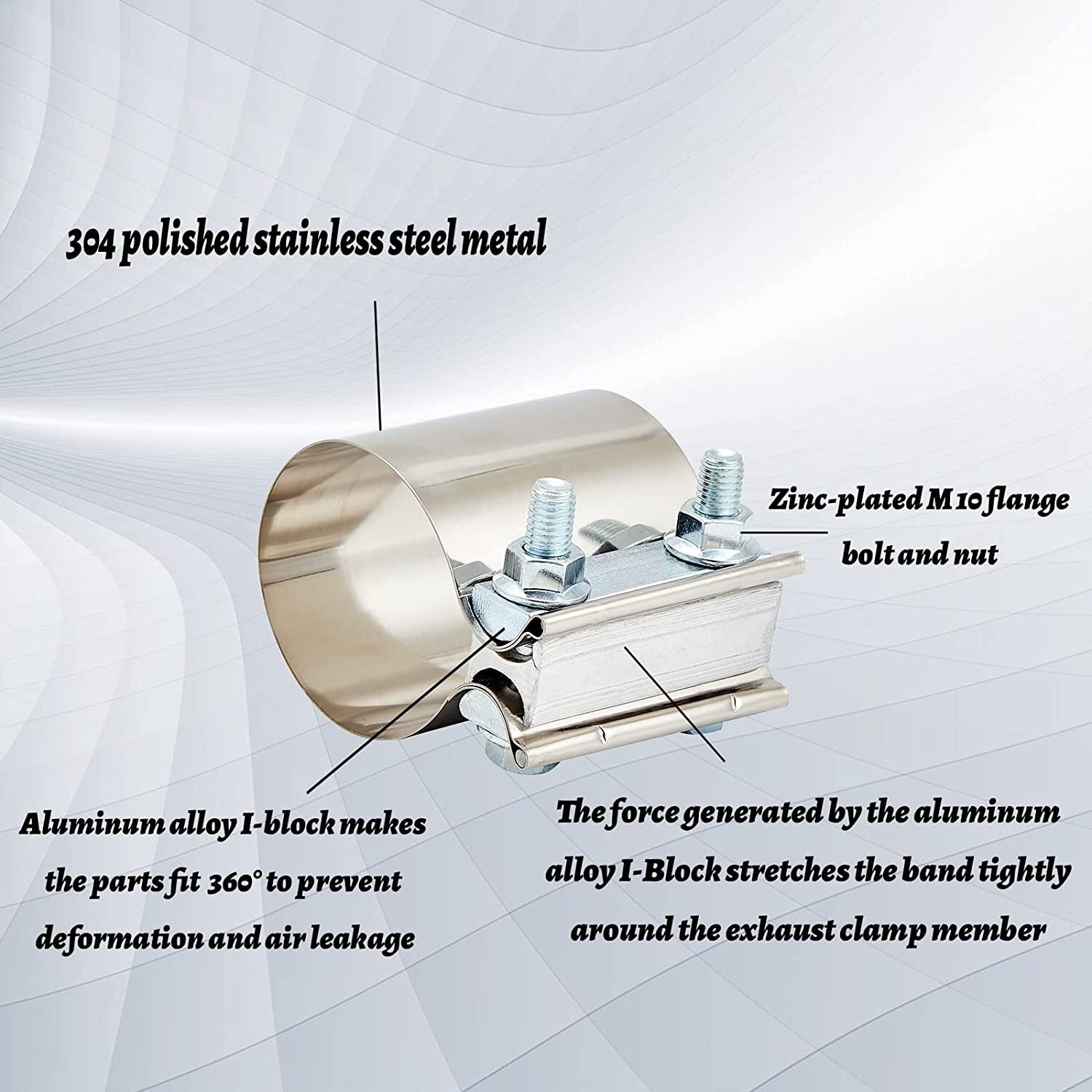 2.5-inch Butt Fitting with Exhaust Muffler Clip, 2.5-inch Exhaust Pipe Clip