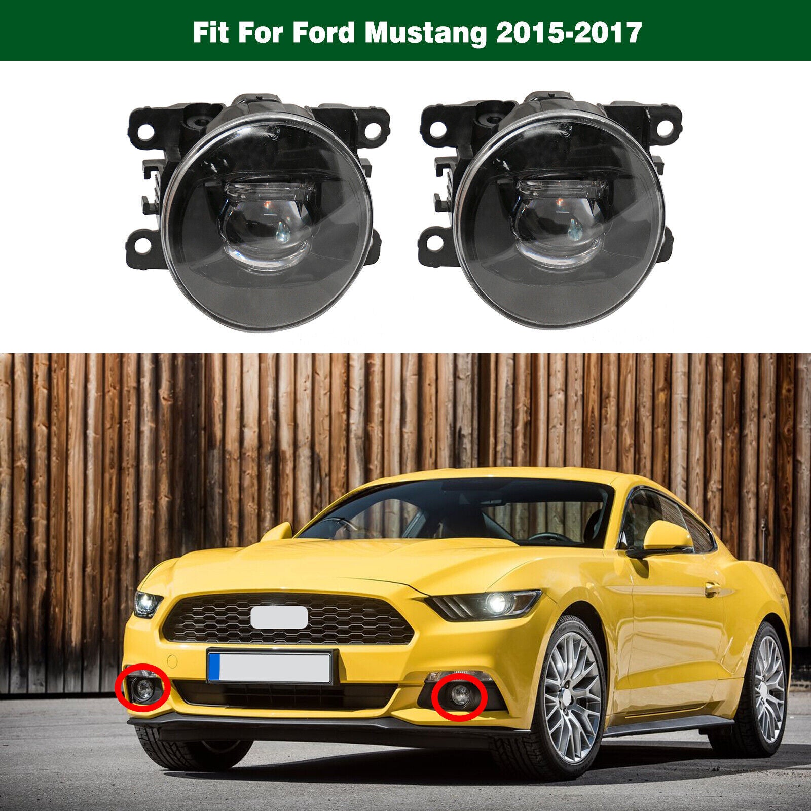 2Pcs Front Bumper Fog Driving Lights Lamps Clear Fit for Ford for Mustang 2015-2017