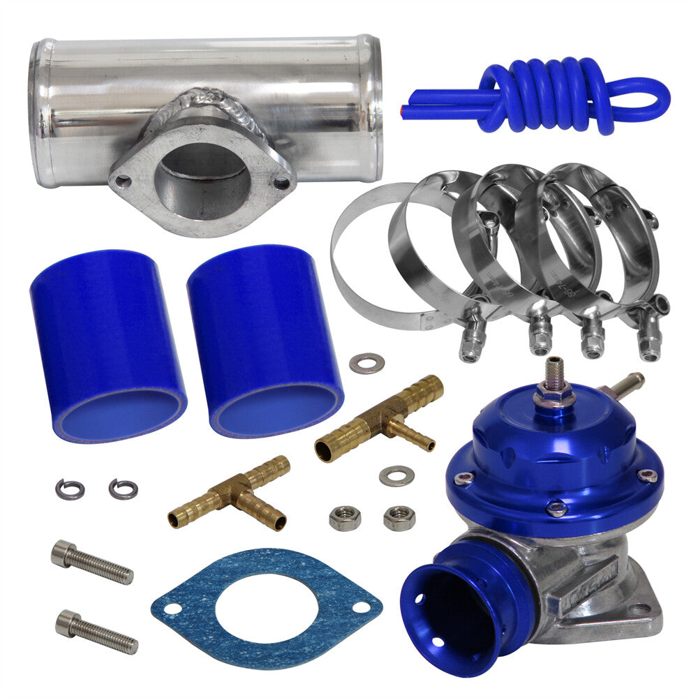 30PSI Blow Off Valve BOV +Type RS 2.5 Flange Pipe Adapter Silicone Hose Kit BL