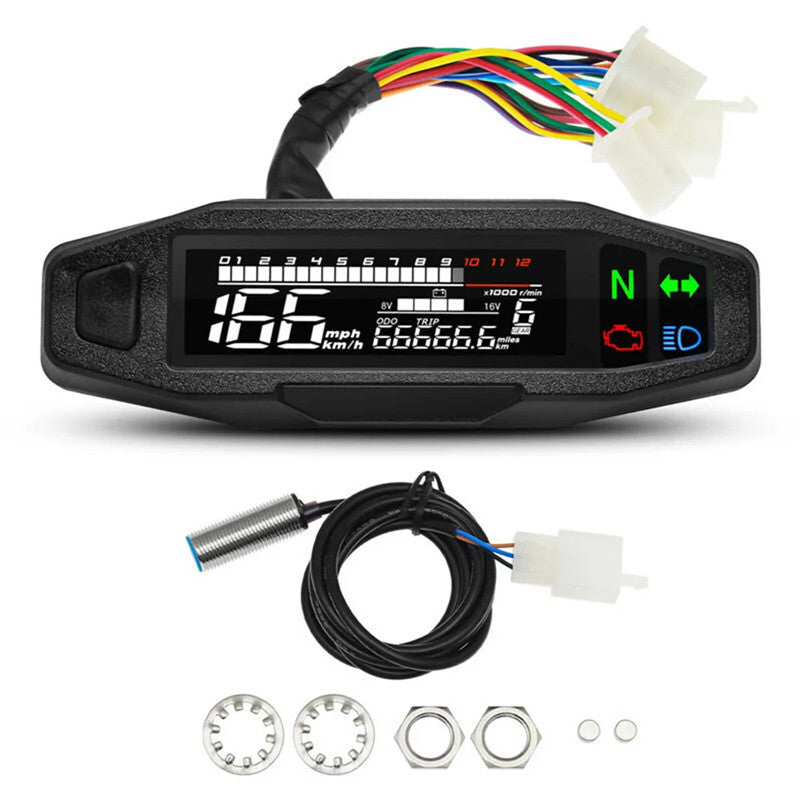 Motorcycle RPM Tachometer Speedometer Speed Gauge Tacho Meter Digital Odometer