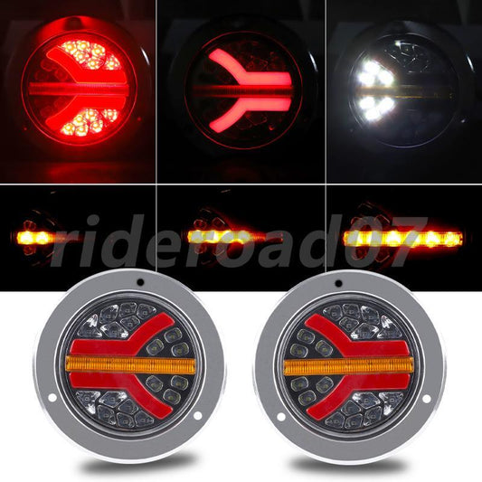 4Inch LED Round Rear Tail Stop Brake Reverse Turn Signal Light DRL Trailer Truck