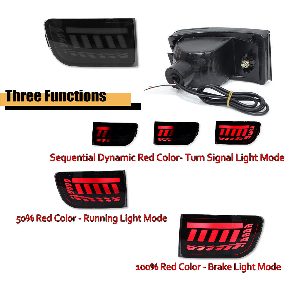 2-piece LED smoke bumper brake light turn signal for Toyota 4Runner 03-05 Prado 02-09