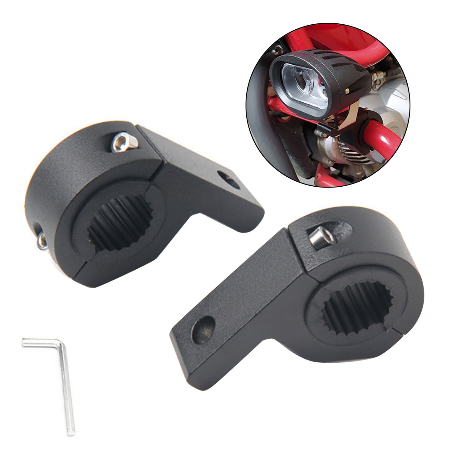2Pcs Motorcycle Aluminum Headlight Bracket Spot Fog Light Tube Mount Fork Clamp