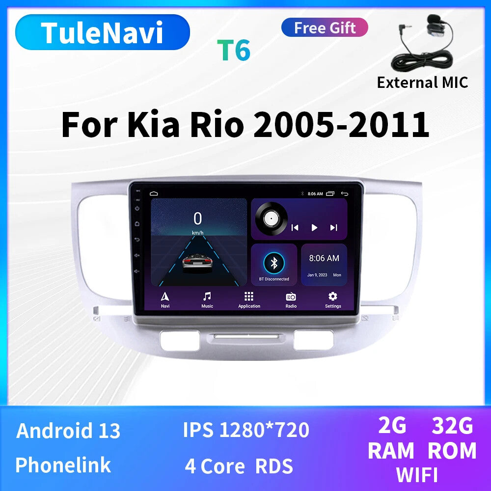 for Kia RIO2 2005-11 Car Video Radio Multimedia Player Android Auto CarPlay GPS
