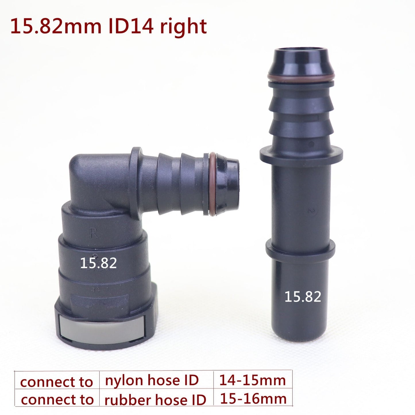 1 set of 15.82mm ID14 right-side automotive fuel line hose quick-release plastic connectors