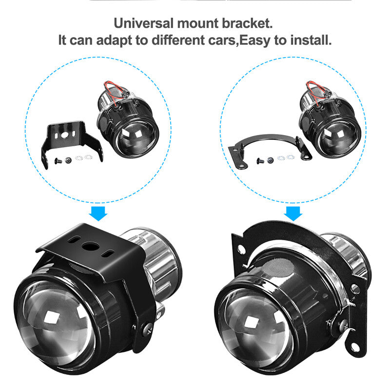 2X Universal 2.5 Fog Lights Bi-Xenon Projector Lens Car Hi/Lo H11 Bulb Retrofit