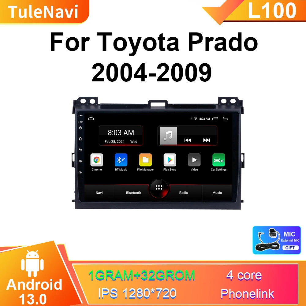 for Toyota Prado 04-09 Android Auto Video Player Car Radio Head Unit Carplay GPS
