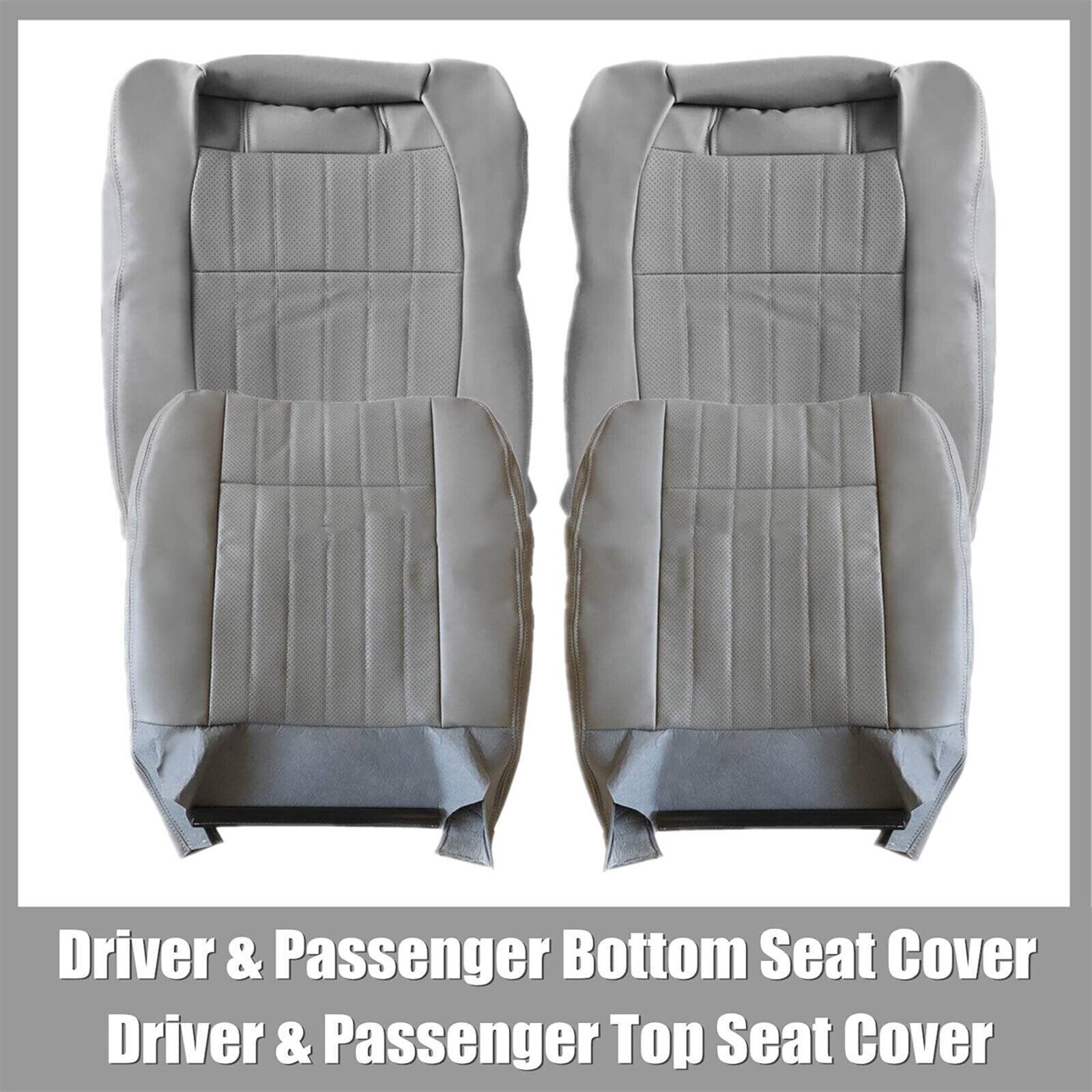 for Chevy Impala SS 1994-1996 Front DriverPassenger Leather for Seat Cover Med Gray