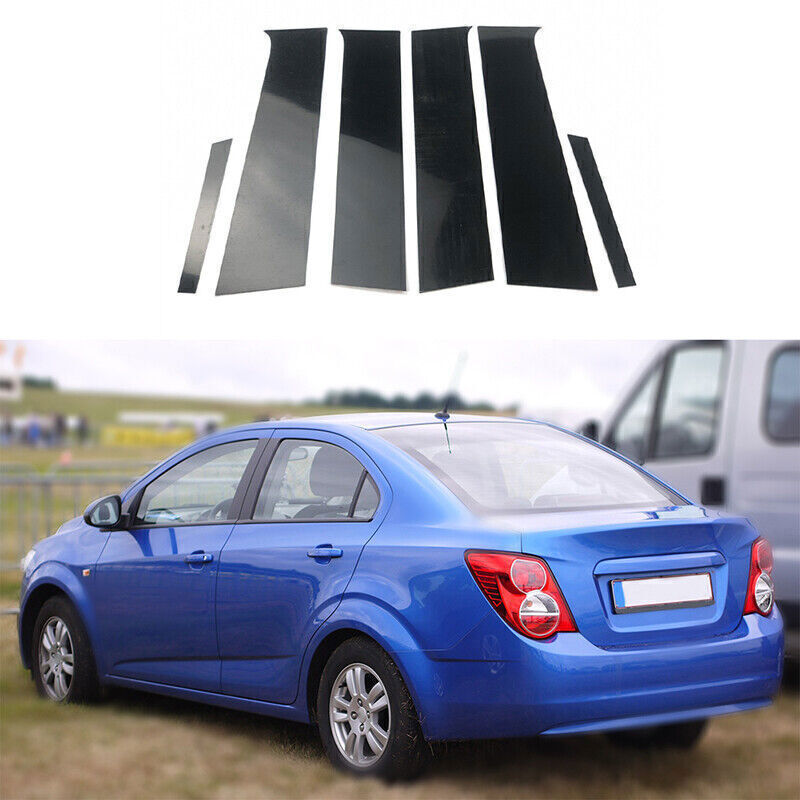 for Chevy Aveo Sedan 11-2015 Piano Black Pillar Posts Door Window Molding Strip