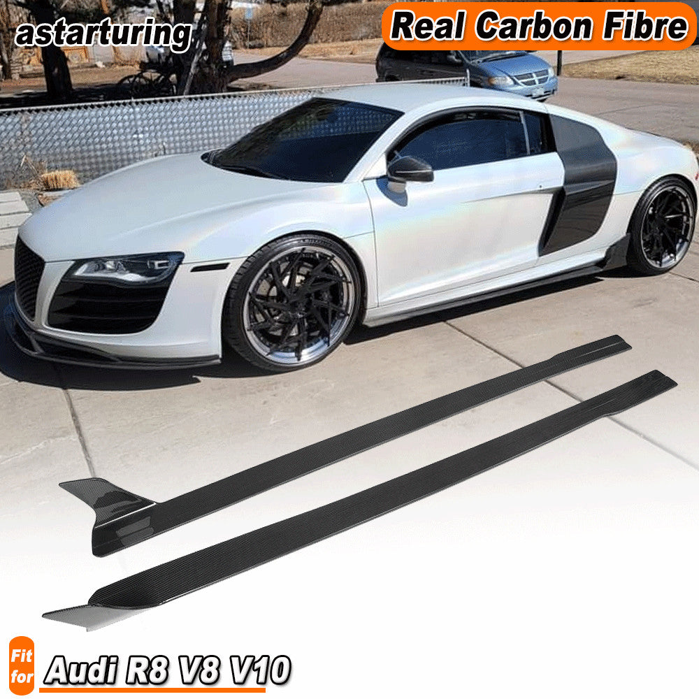 Fit for Audi R8 V8 V10 2Door 2008-2015 Real Carbon Side Skirts Extensions Lip