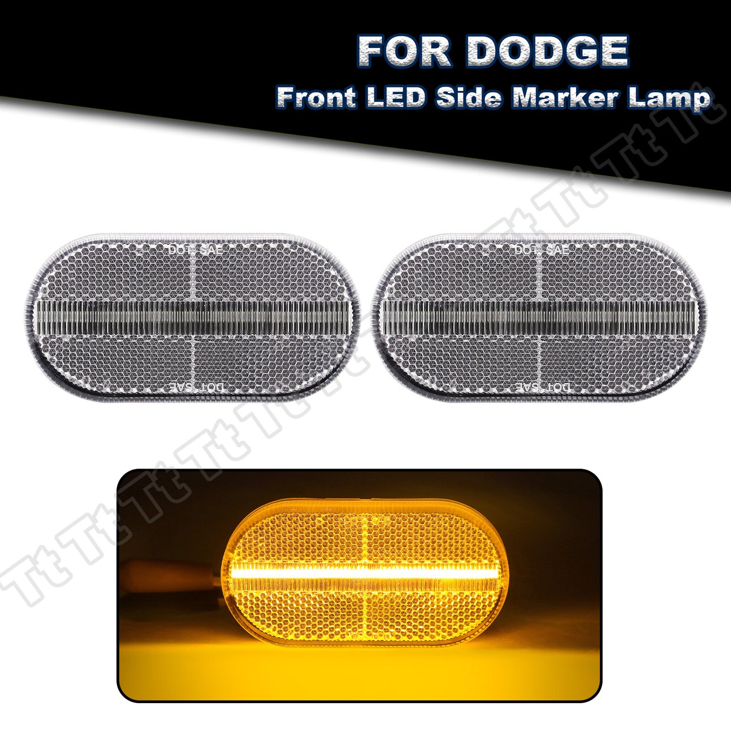 Clear lens for 92-02 for Dodge VIPER GTS SRI SRII LED side marker turn signal lights