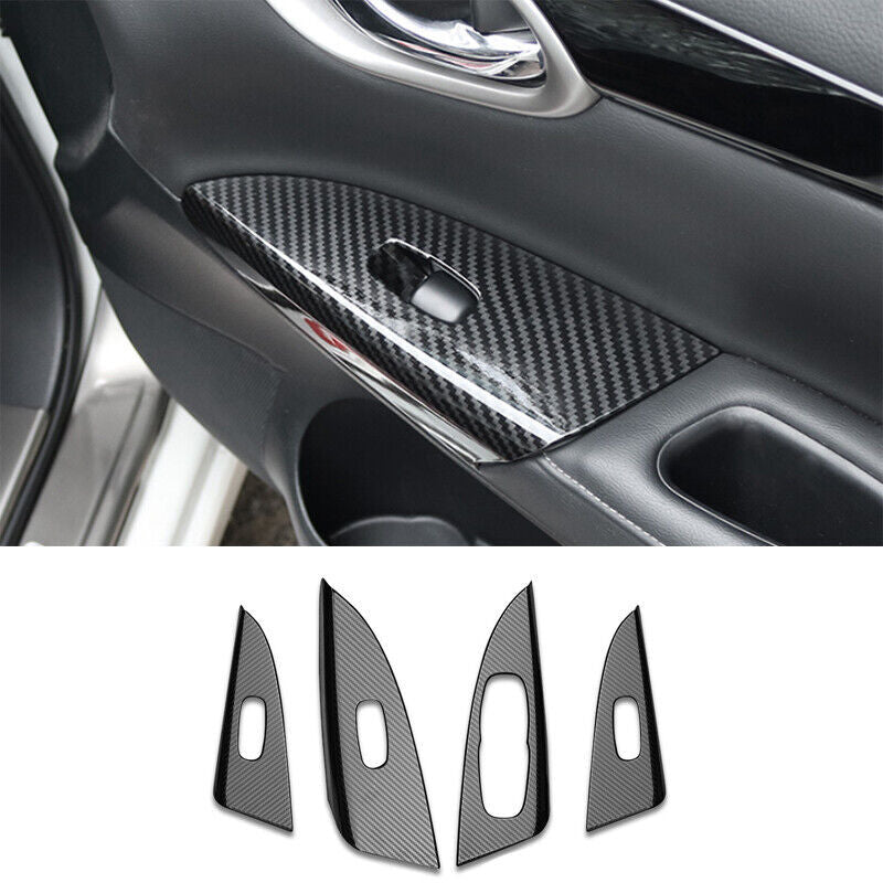 Carbon Fiber Window Lift Panel Switch Cover Trim for Nissan Sentra 2013-2019