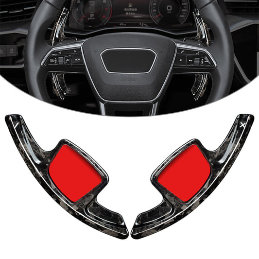 2PCS Steering Wheel Paddle Shifter Extension Carbon Fiber Fit for Audi A7 2019-2021