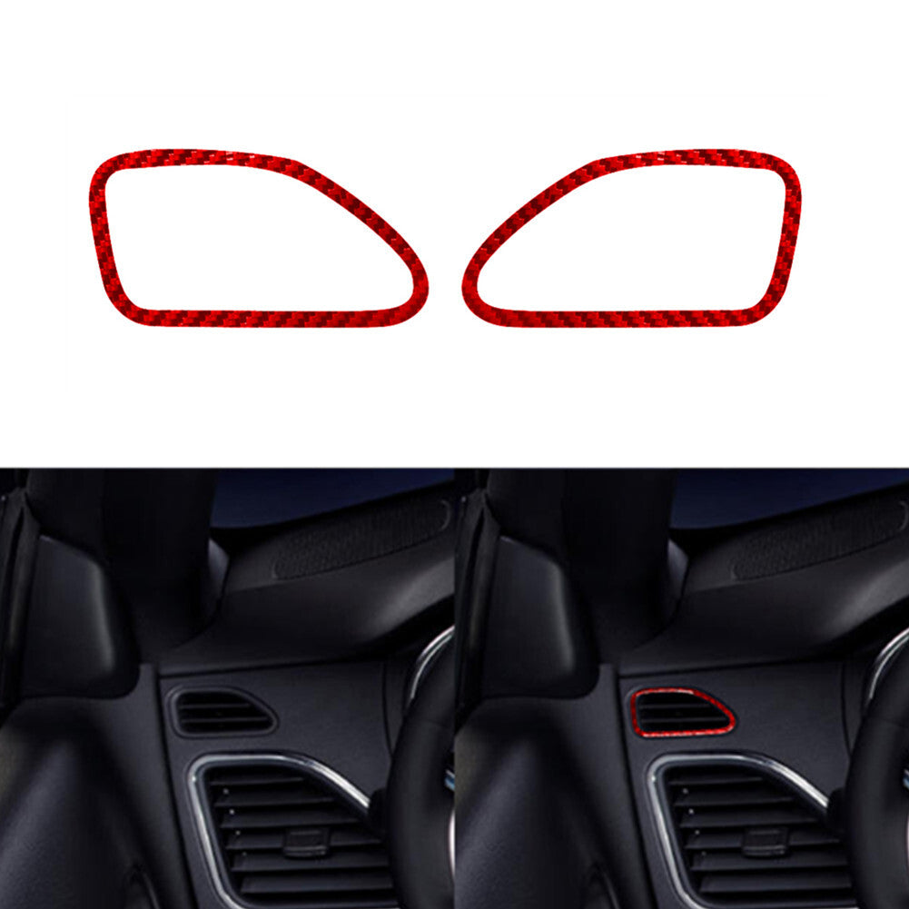 2Pcs Red Carbon Fiber Defogger Vent Frame Cover Trim for Chrysler 200 2011-2014