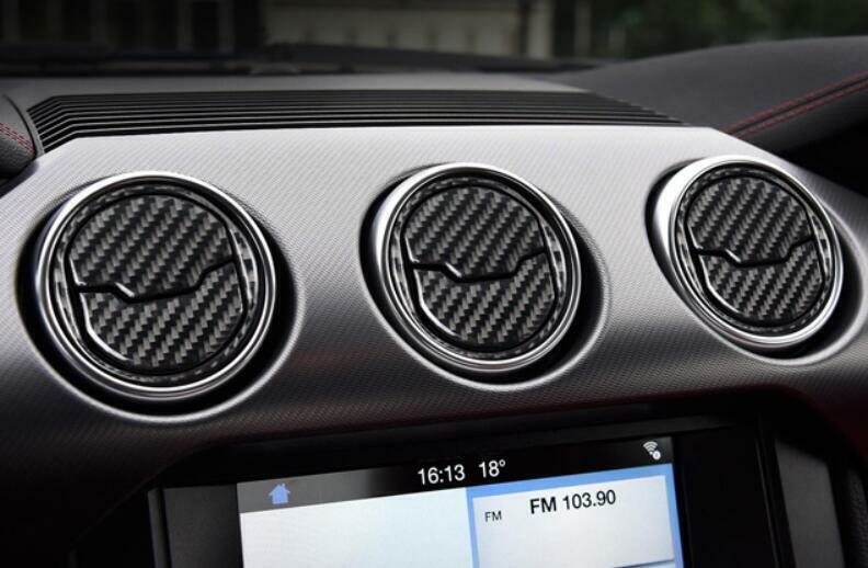 for Ford for Mustang 2015-2022 Real Carbon Fiber Middle Console Air Outlet Vent Trim