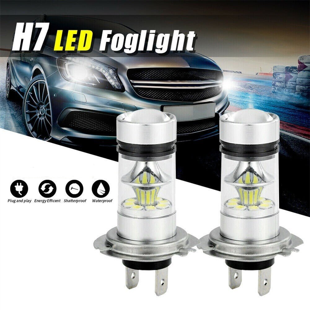 New H7 LED Headlight Conversion Kit - 100W High/Low Beam Bulbs, 6000K Ultra White