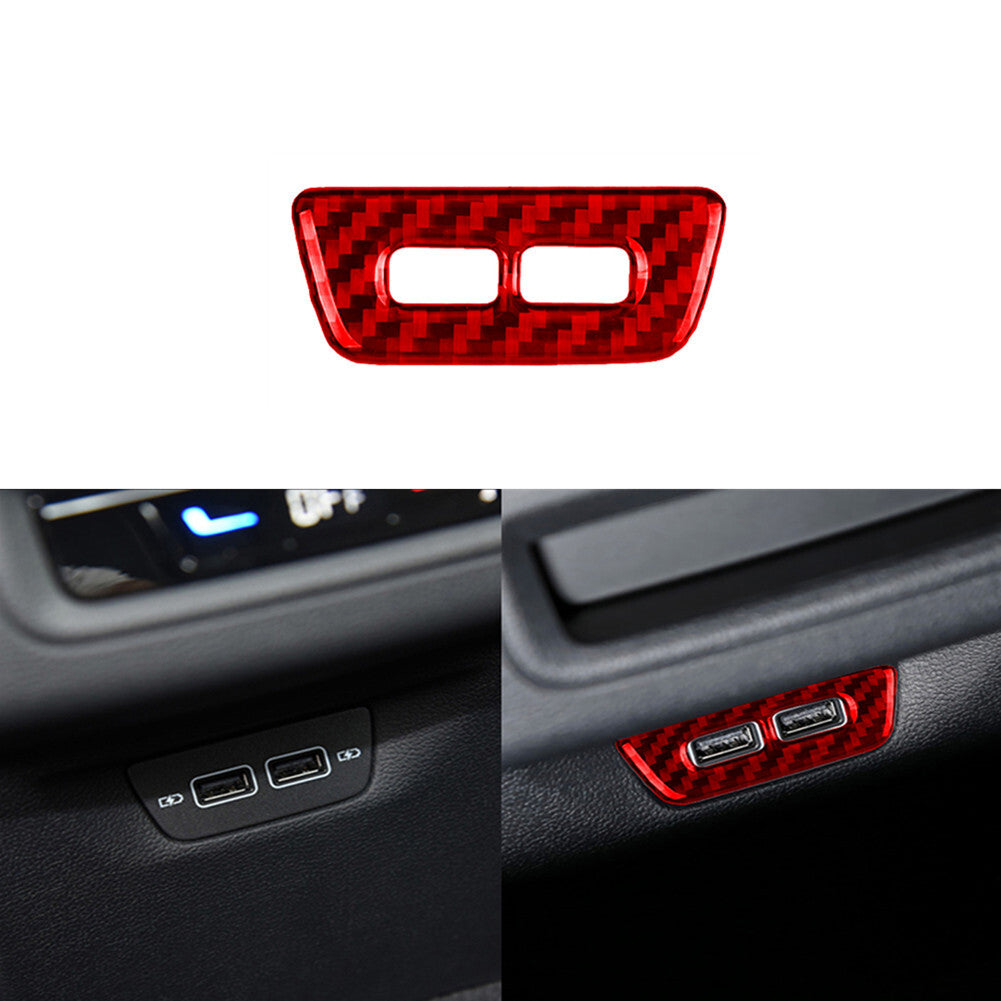 Red for VW for Golf 8 MK8 GTI Carbon Fiber Interior Rear USB Button Cover Trim 2021