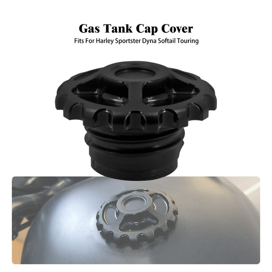 Black Gear Fuel Gas Cap Tank Cover Fit for Harley Sportster Dyna Touring Softail