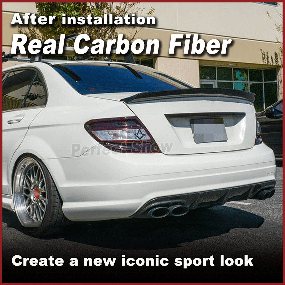 for Mercedes-Benz W204 C63 Sedan 09-11 REAL CARBON Rear Bumper Diffuser Lip