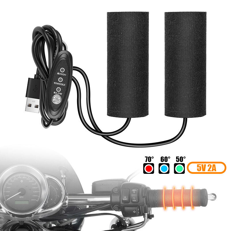 1 Set Anti-slip Motorcycle Intelligent Heated Grips Heating Handle Cover Warmer