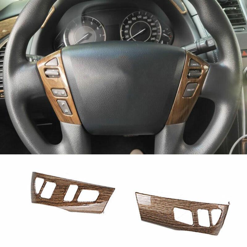for Nissan Armada Y62 2017-2020 Wood Grain Steering Wheel Button Cover Trim 2pcs